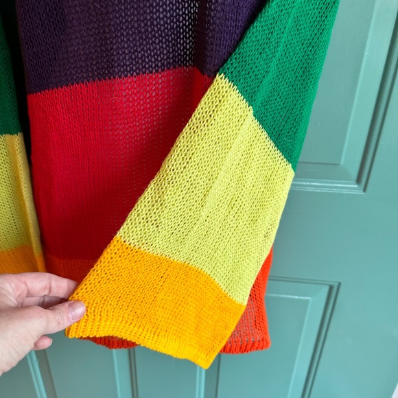 Rainbow Stripe colorful lightweight sweater NWT by Rokoko size small - Picture 3 of 9